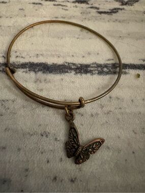 Alex and Ani Gold-Tone Butterfly Charm Bangle Bracelet